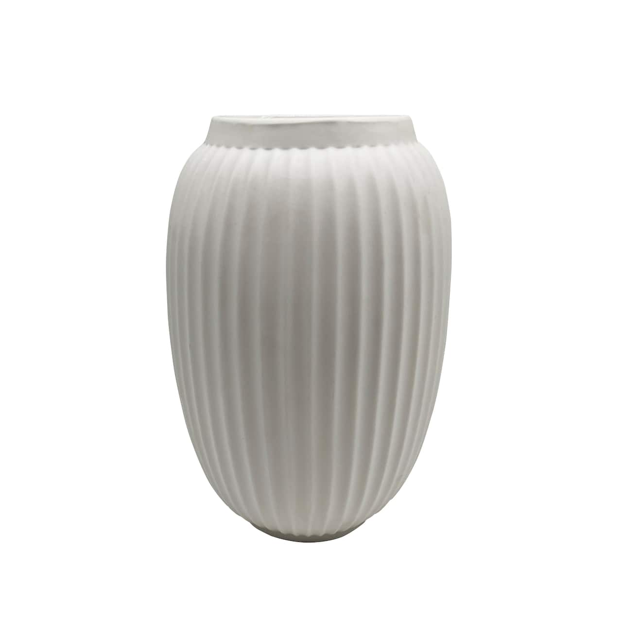 8 Pack: 9" White Geometric Fluted Ceramic Vase by Ashland®